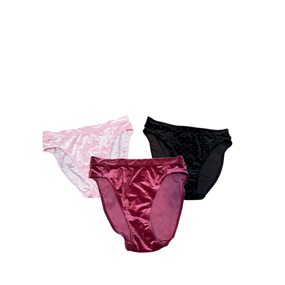 No Boundaries Womens Size Medium Velour Underwear Burgundy Light Pink Black Stud